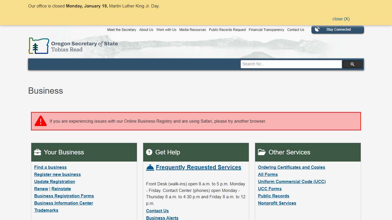 State of Oregon: Business - Business